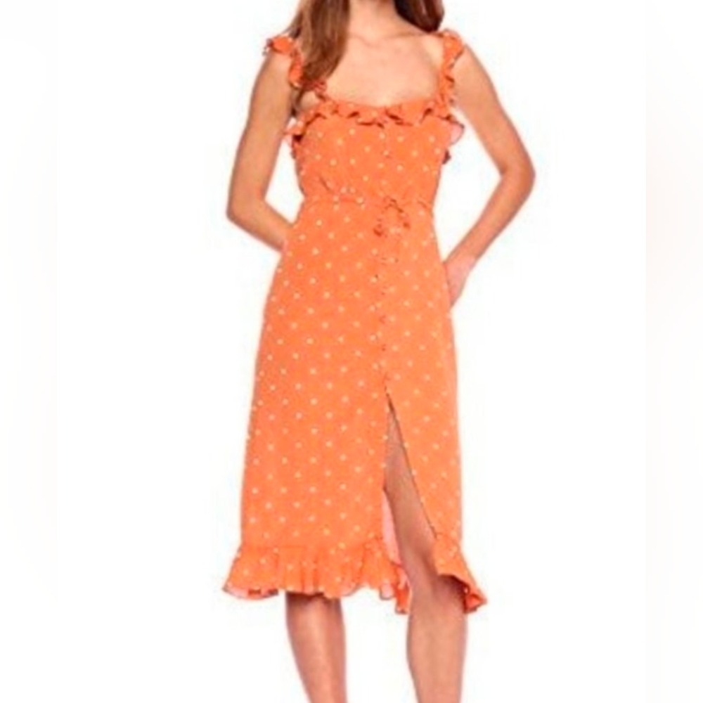 For Love And Lemons Orange Ruffled Natalia Sundress Sz. XS
